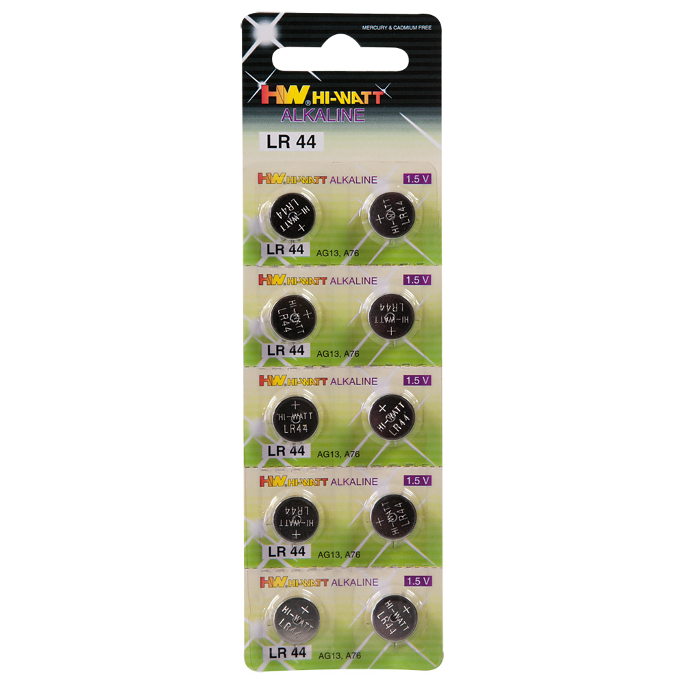 LR44 knappcellebatterier 10pk.